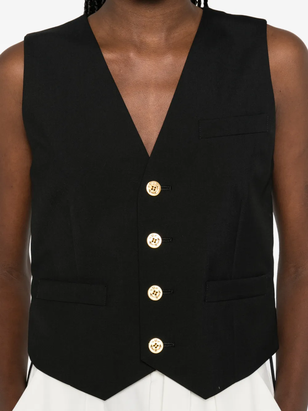 sacai Gilet met knopen Zwart