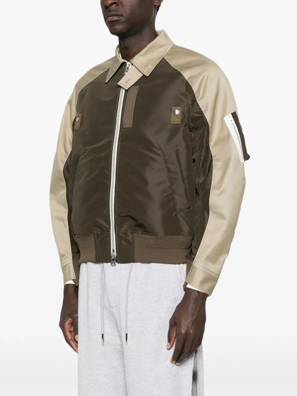  Sacai Colourblock Zip Jacket - Brown 