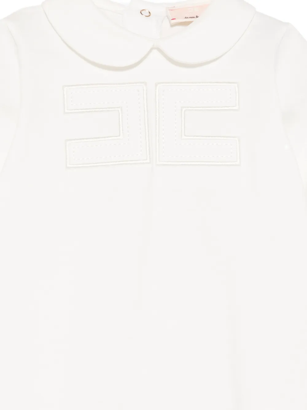 Elisabetta Franchi La Mia Bambina Romper met Peter Pan kraag en logo Wit