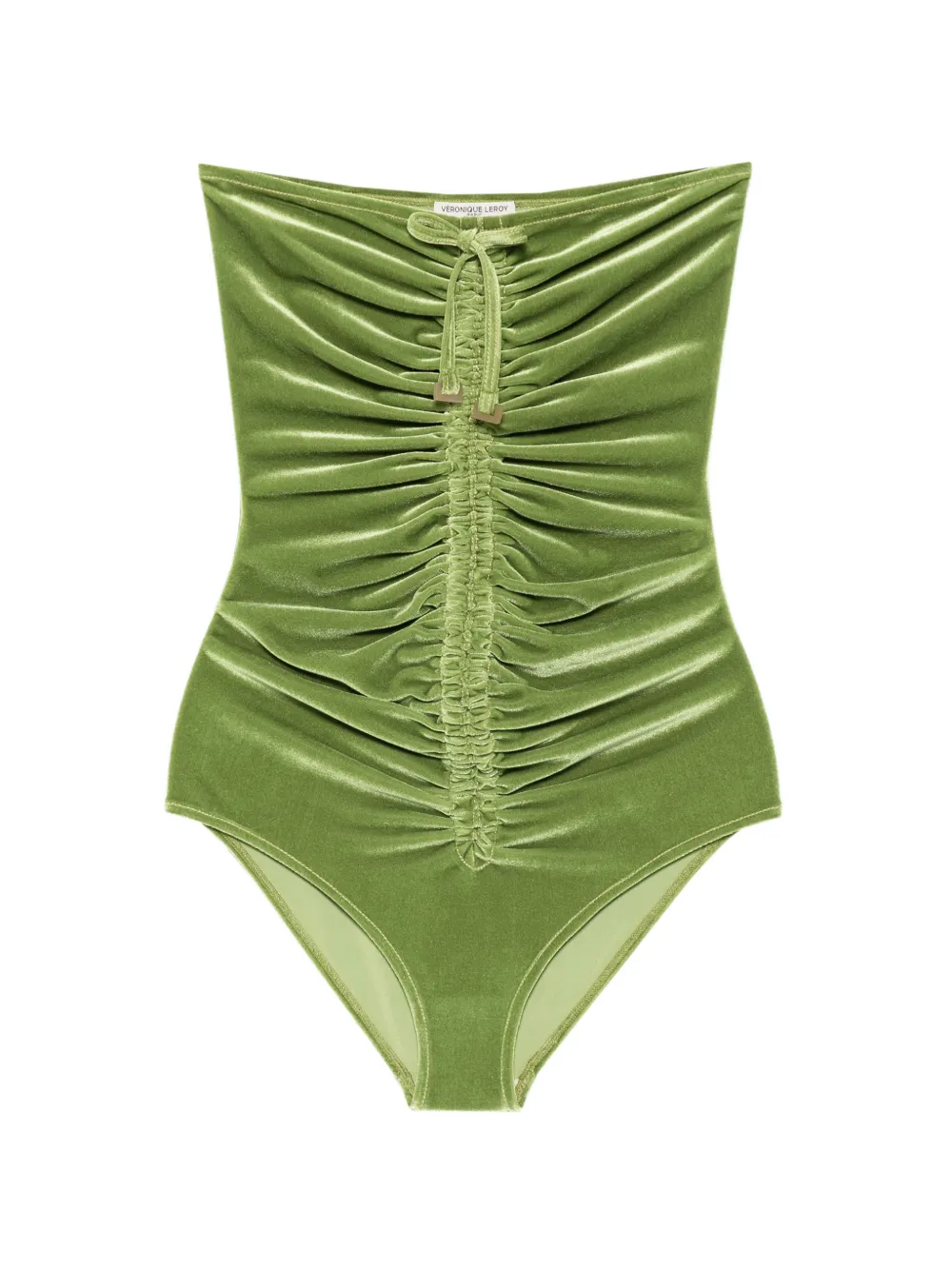 Veronique Leroy ruched velvet bodysuit - Grün