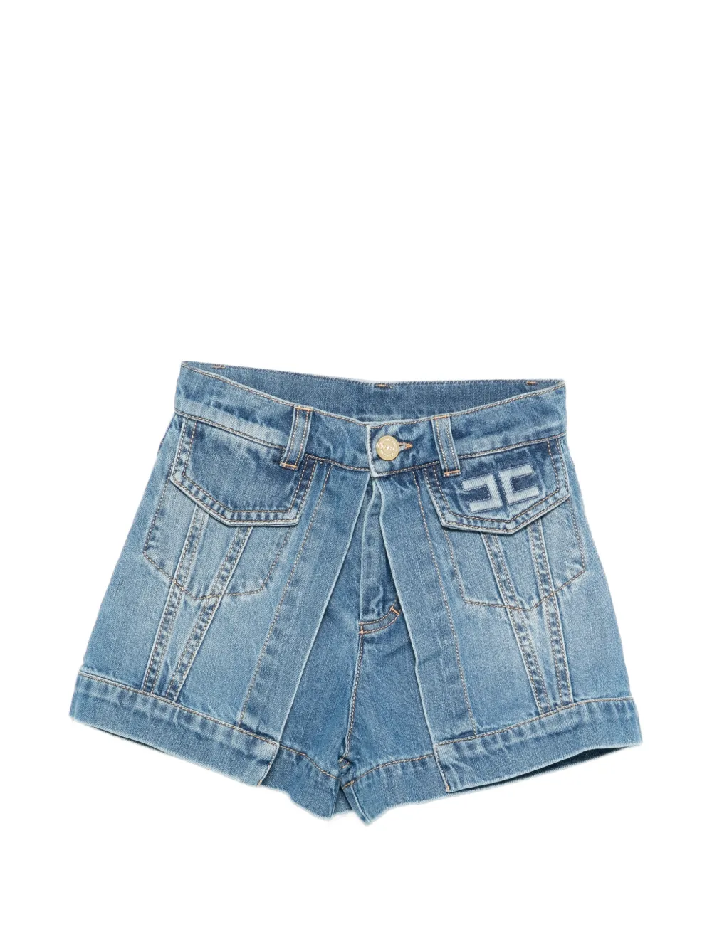 Elisabetta Franchi La Mia Bambina logo-detail denim shorts - Blu