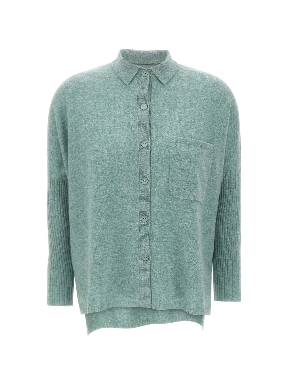 Not Shy Andrea Polo-collar Cardigan In Green
