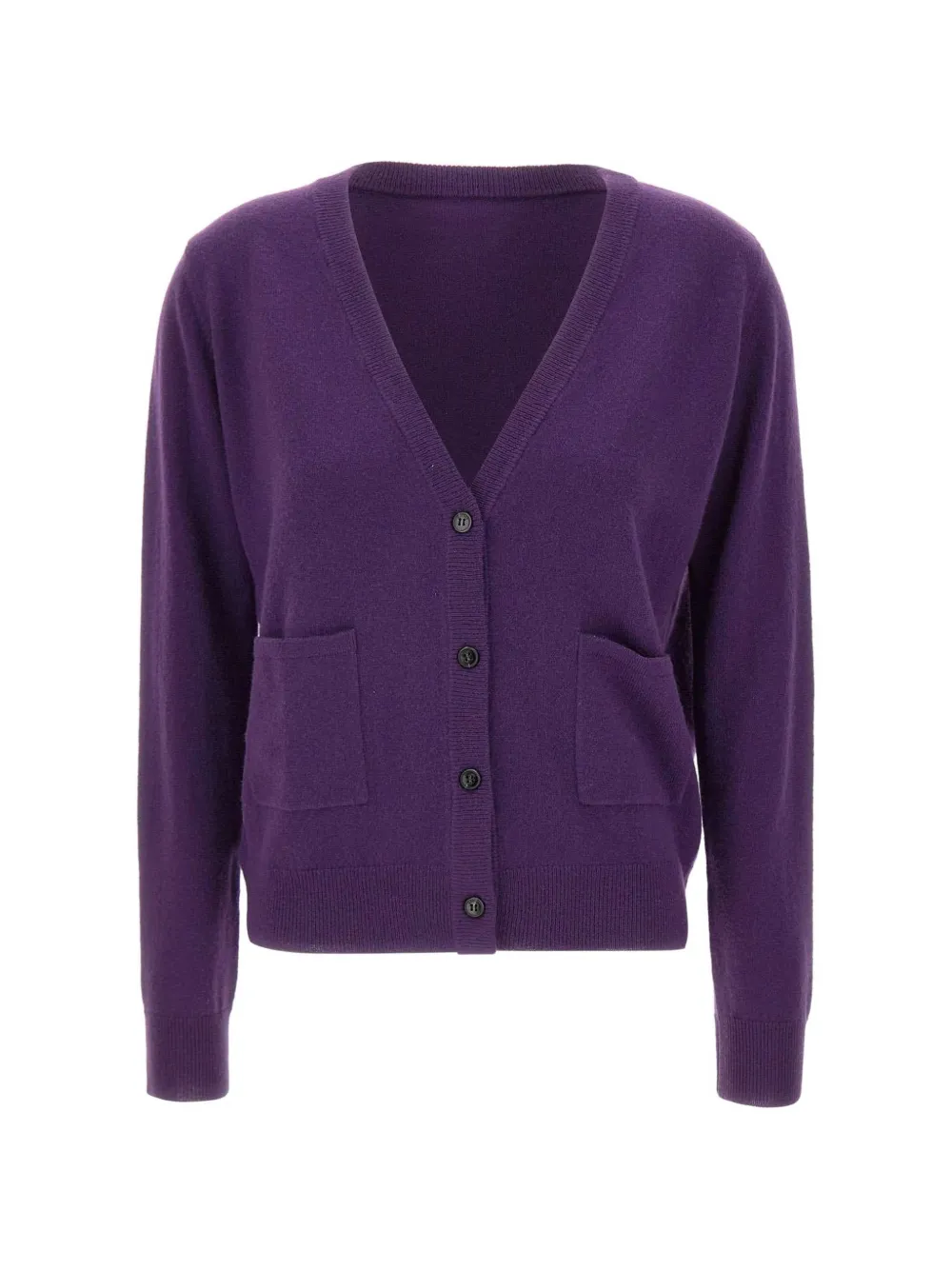 Not Shy Ava Patch-pocket V-neck Cardigan In Purple