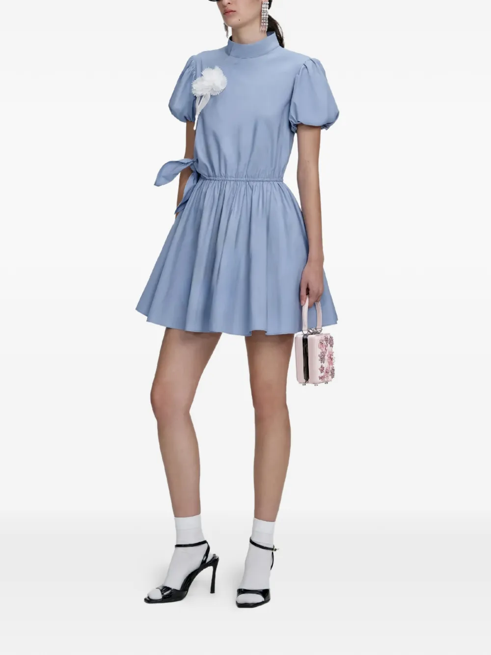 Self-Portrait puff-sleeve mini dress - Blu