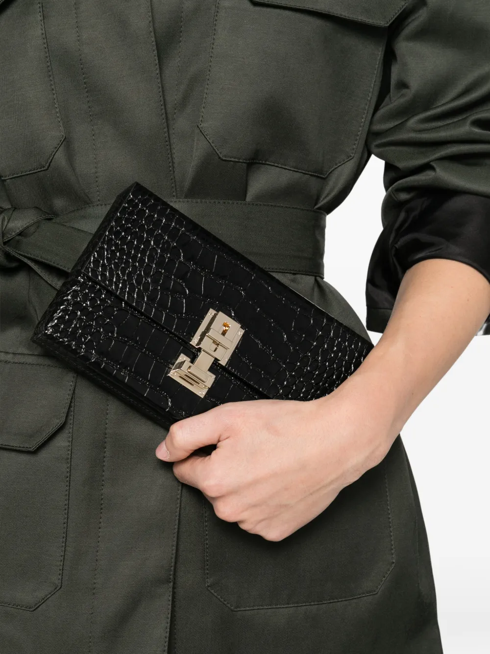  Tom Ford Silver-tone-hardware Clutch Bag - Black 