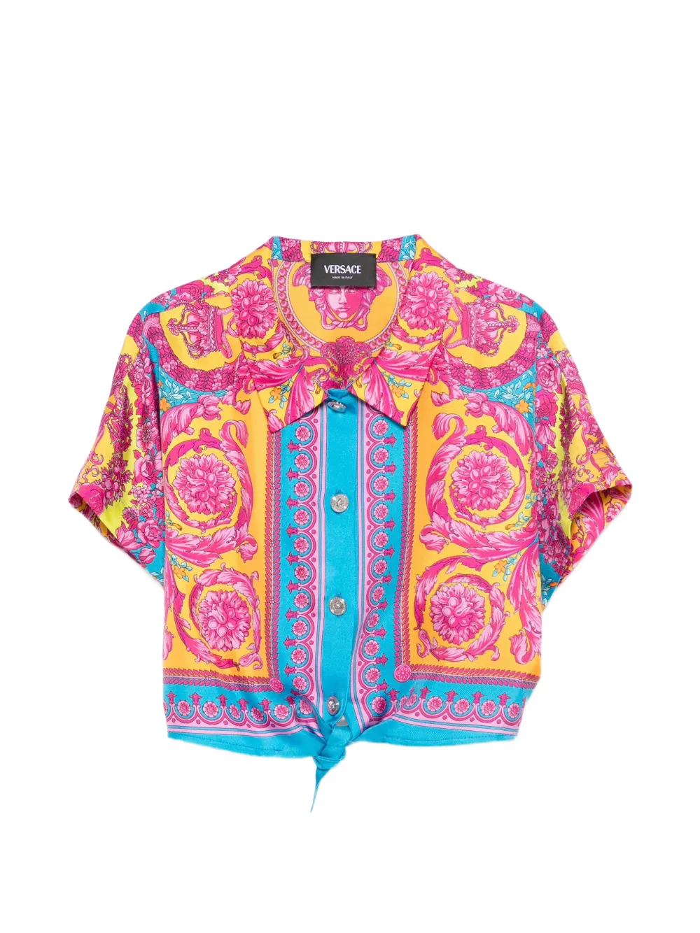 Versace Kids buttoned floral shirt - Giallo