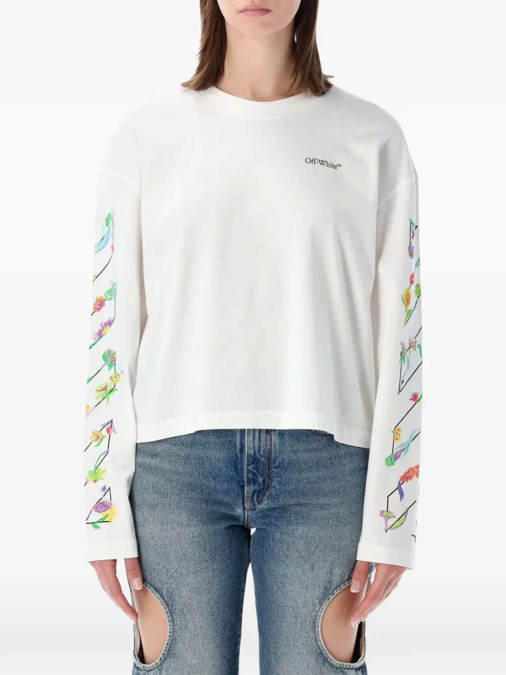 Off-White floral-print long-sleeve T-shirt - Bianco