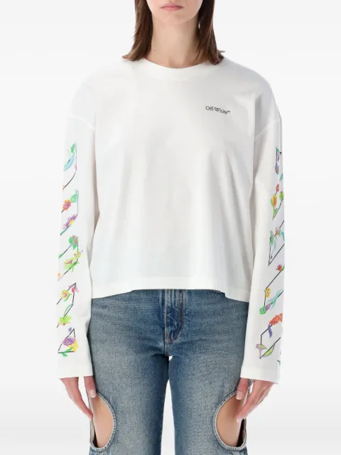 Off-White Diagonal Glowing Flower T-shirt med lange ærmer