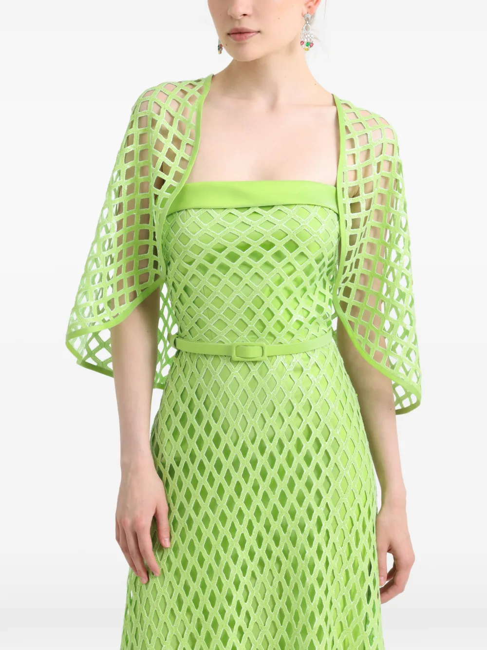 Gemy Maalouf strapless flared dress bolero - Green