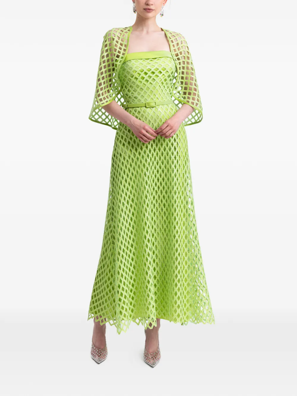Gemy Maalouf Strapless flared jurk met bolero Groen