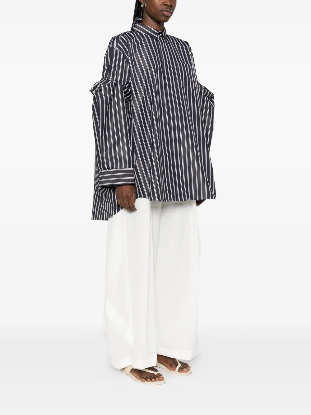 striped ruffled shirt