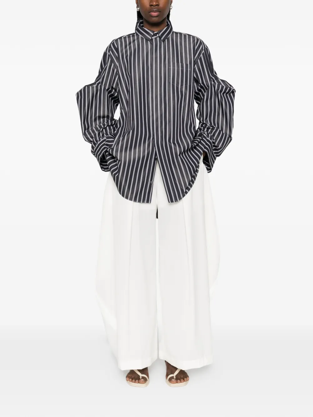 striped ruffled shirt