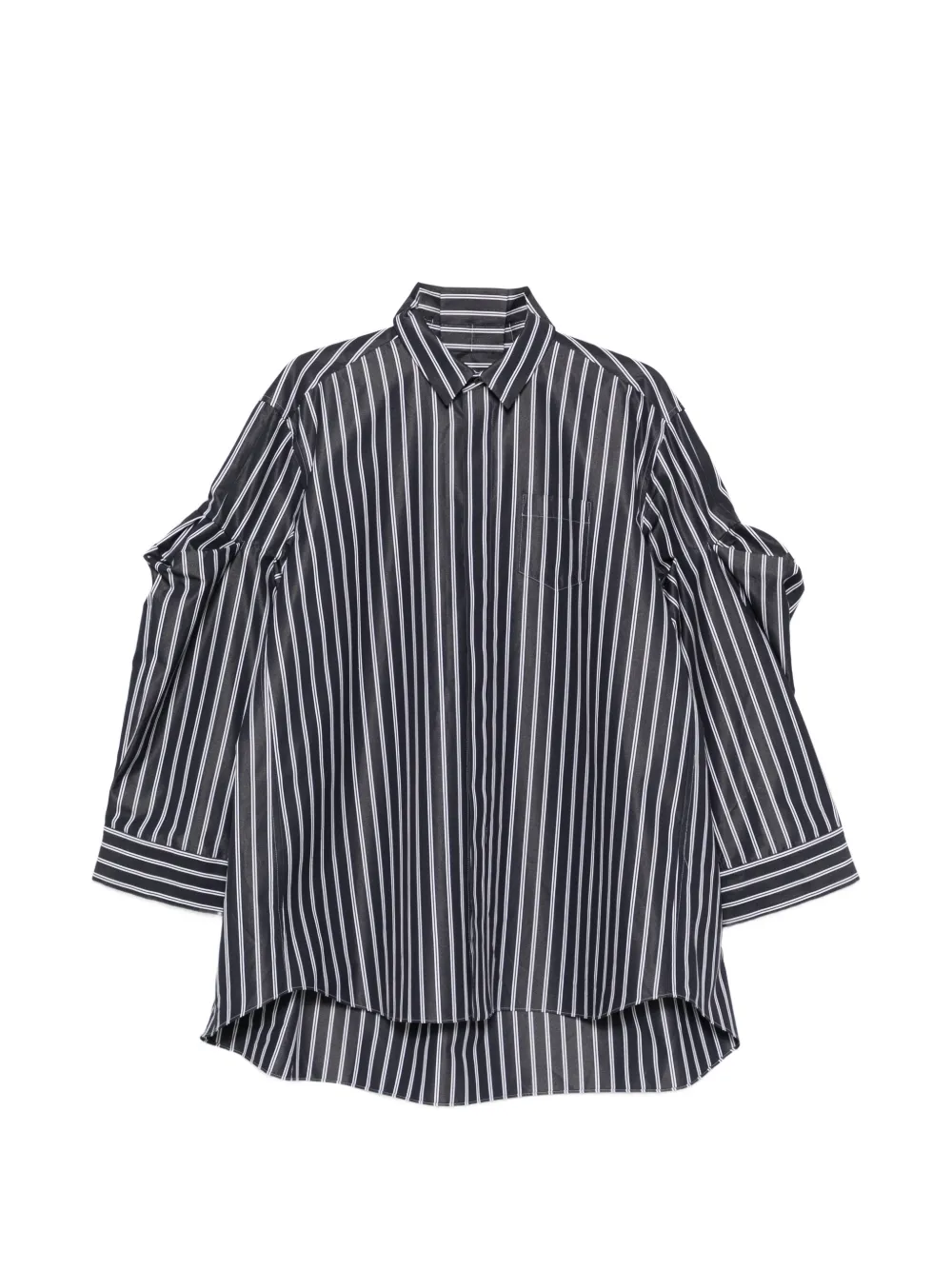 sacai striped ruffled shirt - Blu