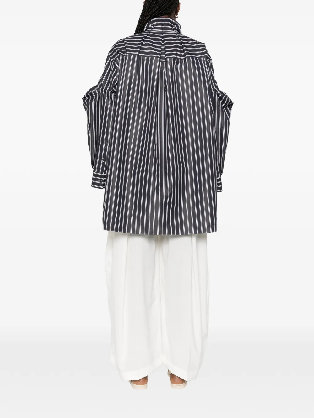 striped ruffled shirt