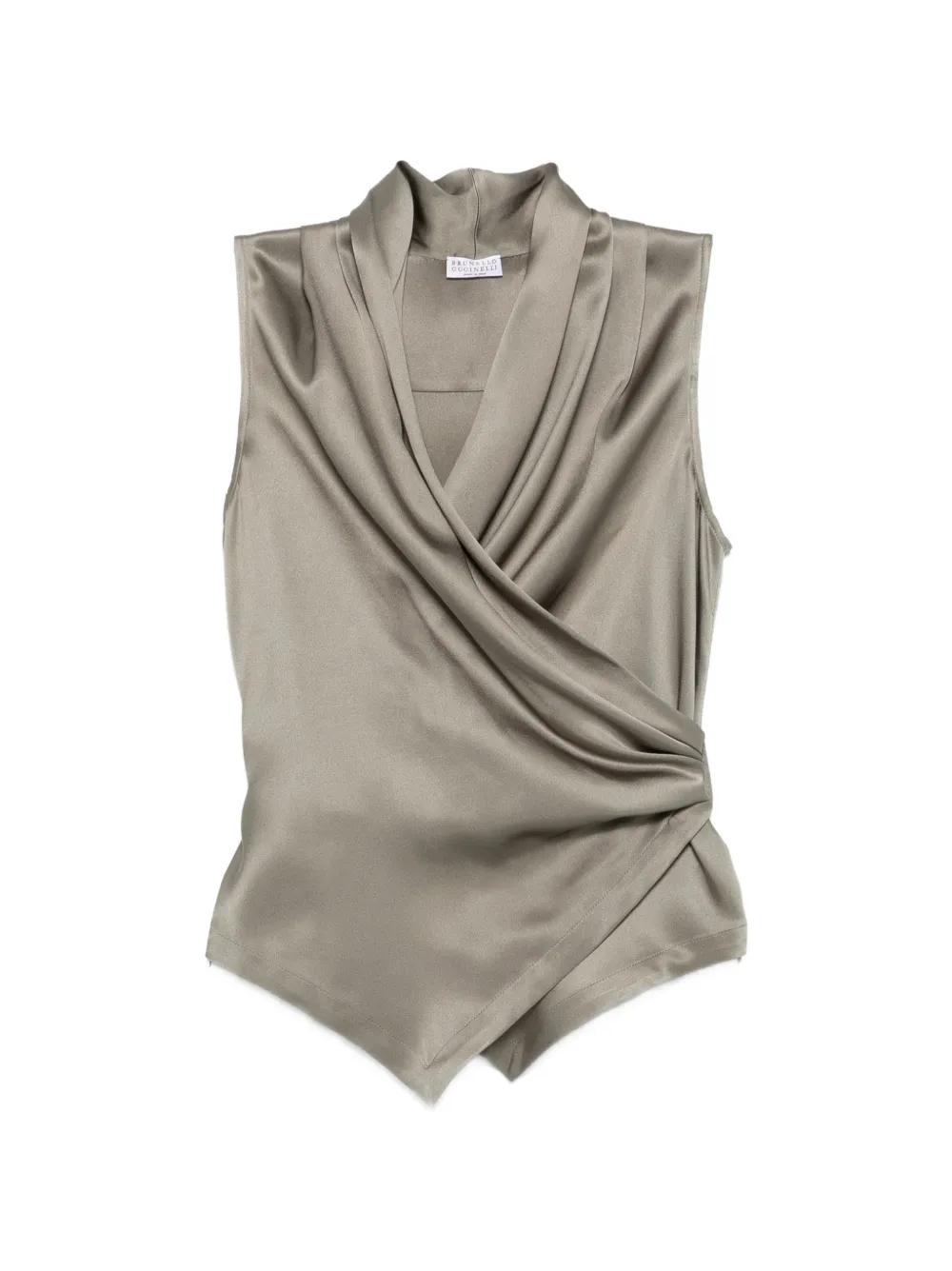 Brunello Cucinelli draped sleeveless top - Verde