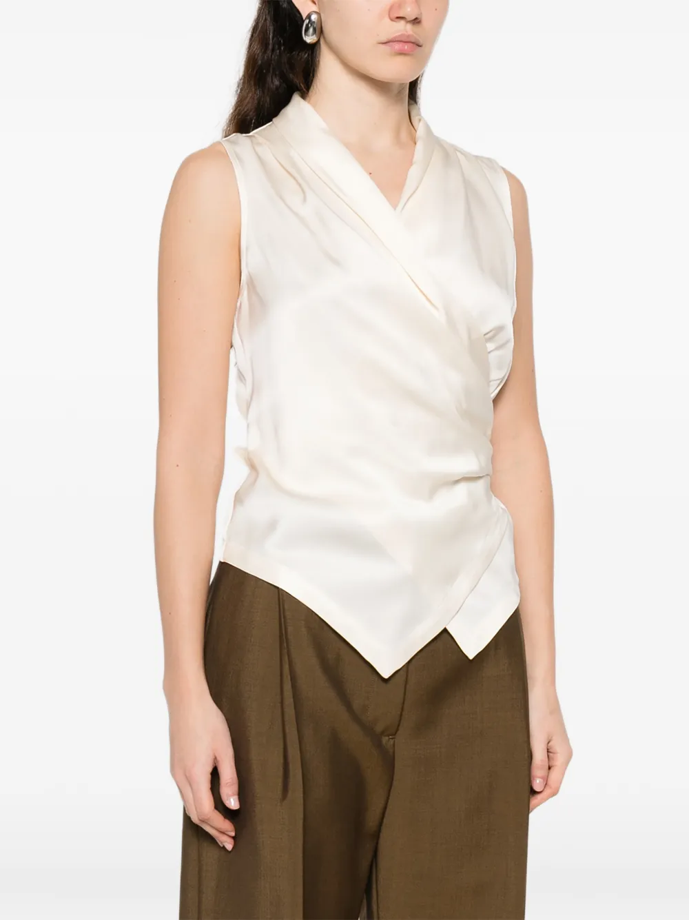  Brunello Cucinelli V-neck Sleeveless Top - Neutrals 