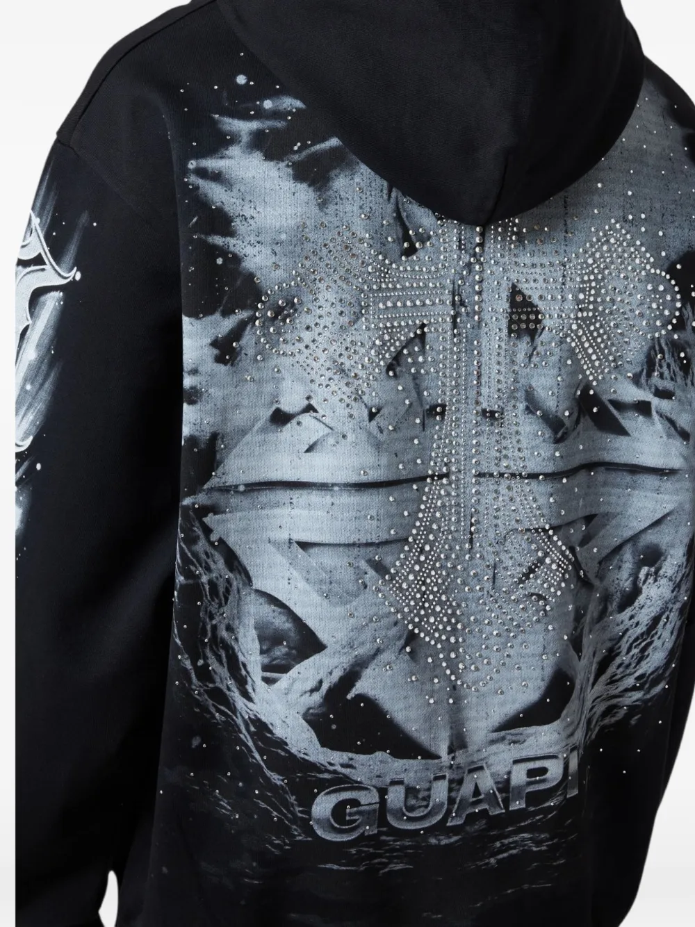 Black Heavens Vault V3 Crystal-Embellished Graphic Hoodie