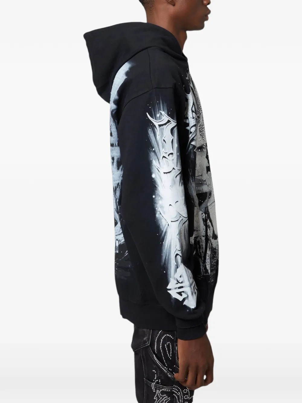 Black Heavens Vault V3 Crystal-Embellished Graphic Hoodie