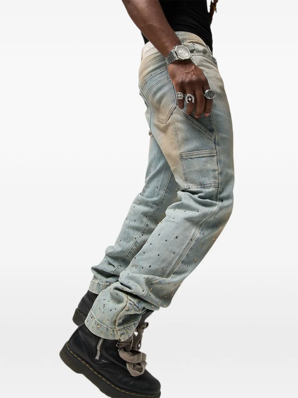  Duaa Favored Rhinestone-embellished Jeans - Blue 