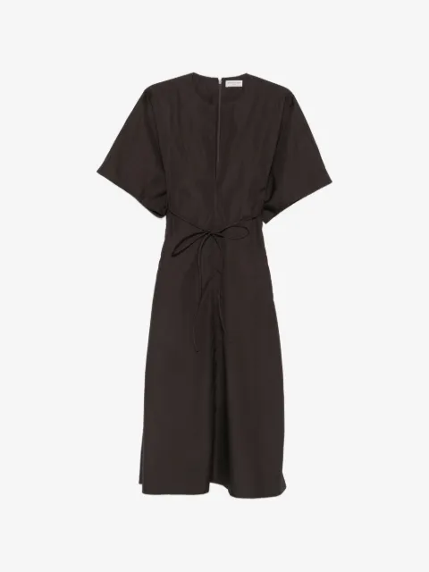 Veronique Leroy belted V-neck midi dress