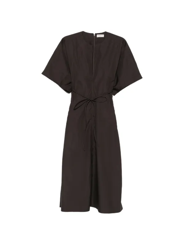 belted v neck midi dress Pink Long-sleeve Belted V-neck Midi Dress