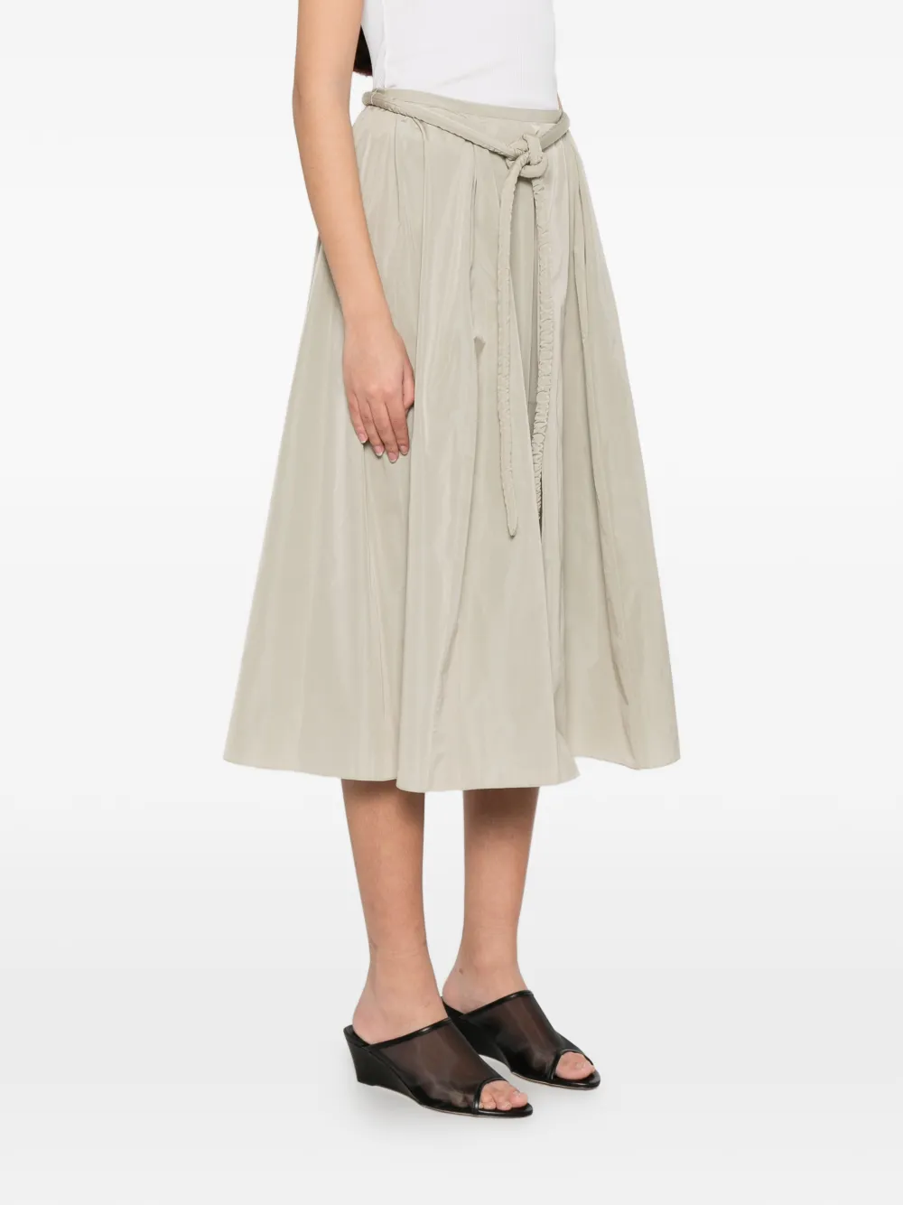Veronique Leroy Plooirok met ceintuur Beige