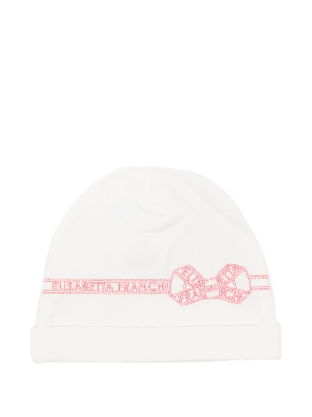 Elisabetta Franchi La Mia Bambina bow-embroidered beanie - Bianco