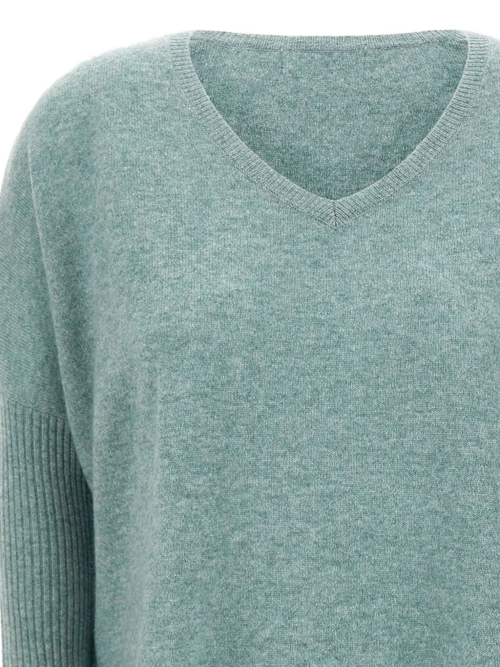  Not Shy Faustine Ribbed-sleeve V-neck Sweater - Green 