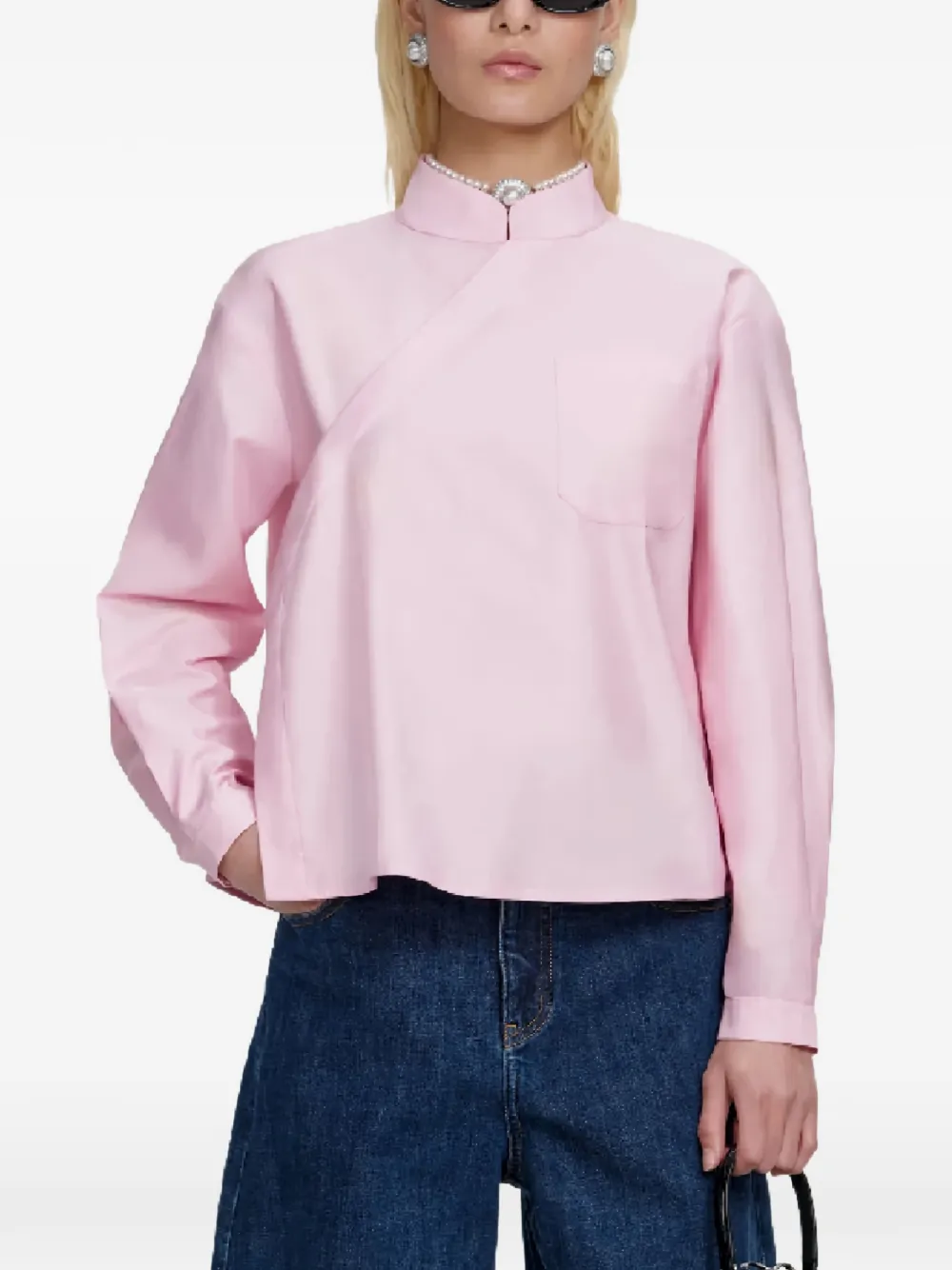  Self-portrait Asymmetric Shirt - Pink 
