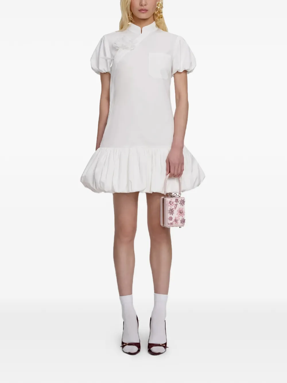 Self-Portrait pocket mini dress - Bianco