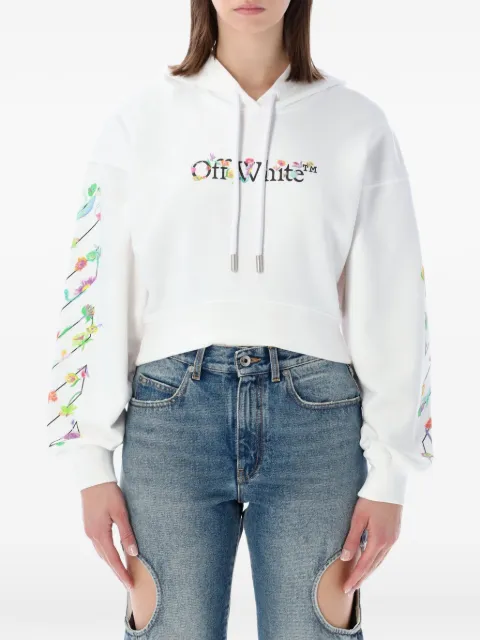 Off-White floral-print cropped hoodie