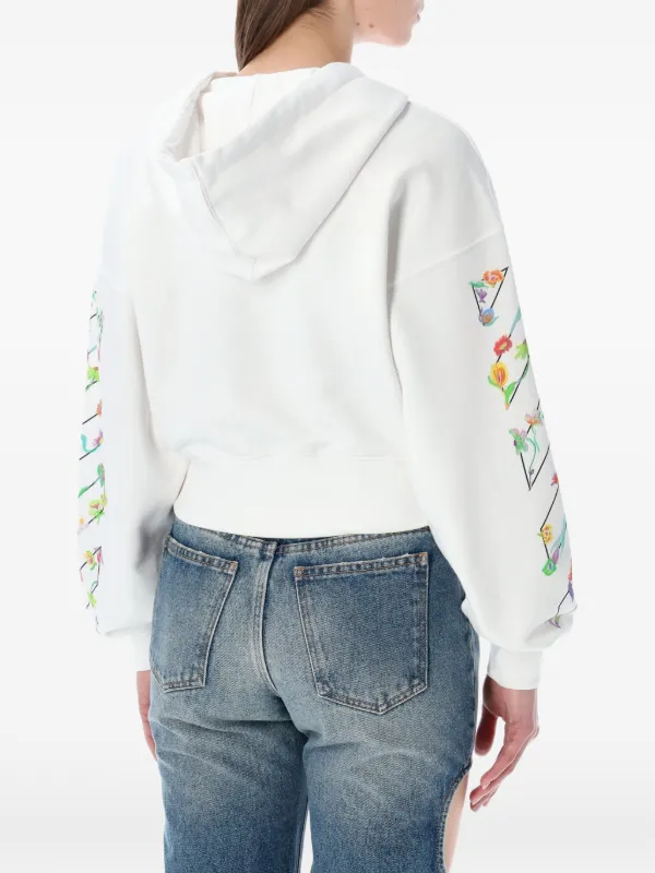 Off-White フローラル クロップドパーカー | ホワイト | FARFETCH JP