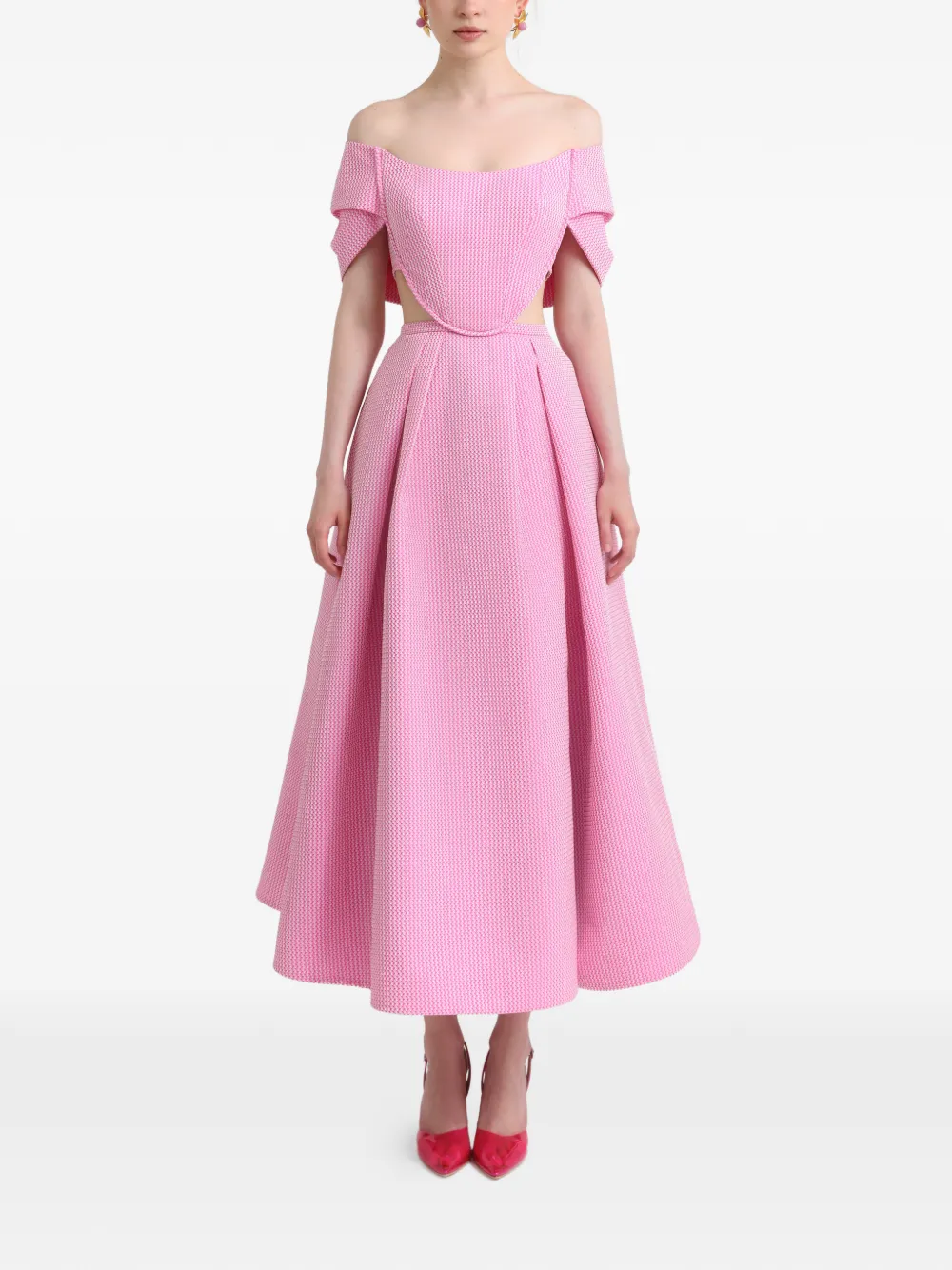 Gemy Maalouf Off-shoulder gedrapeerde jurk Roze