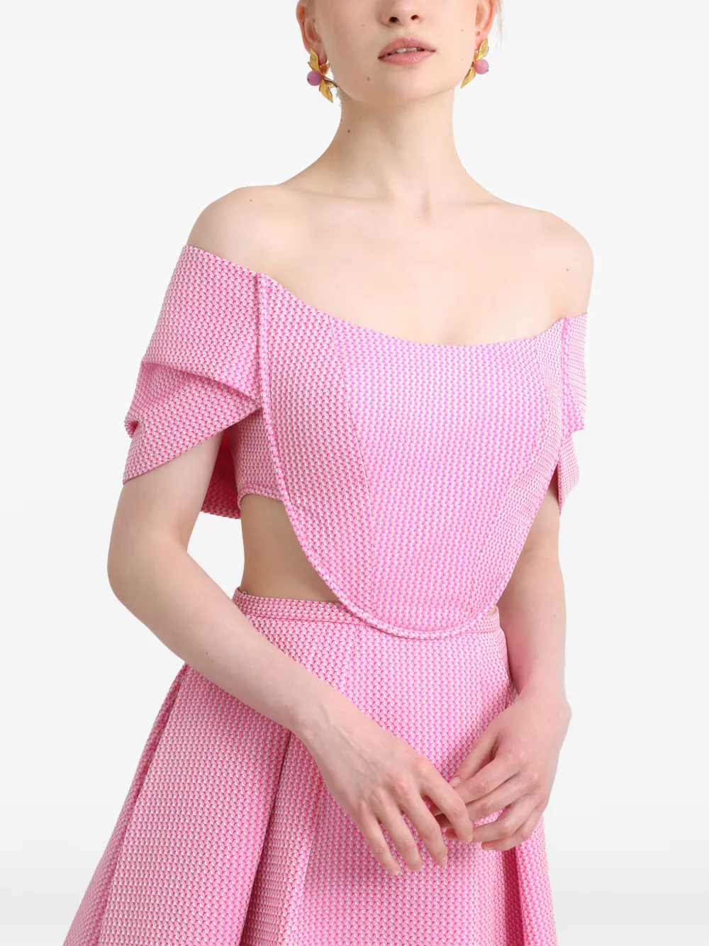Gemy Maalouf Off-shoulder gedrapeerde jurk Roze