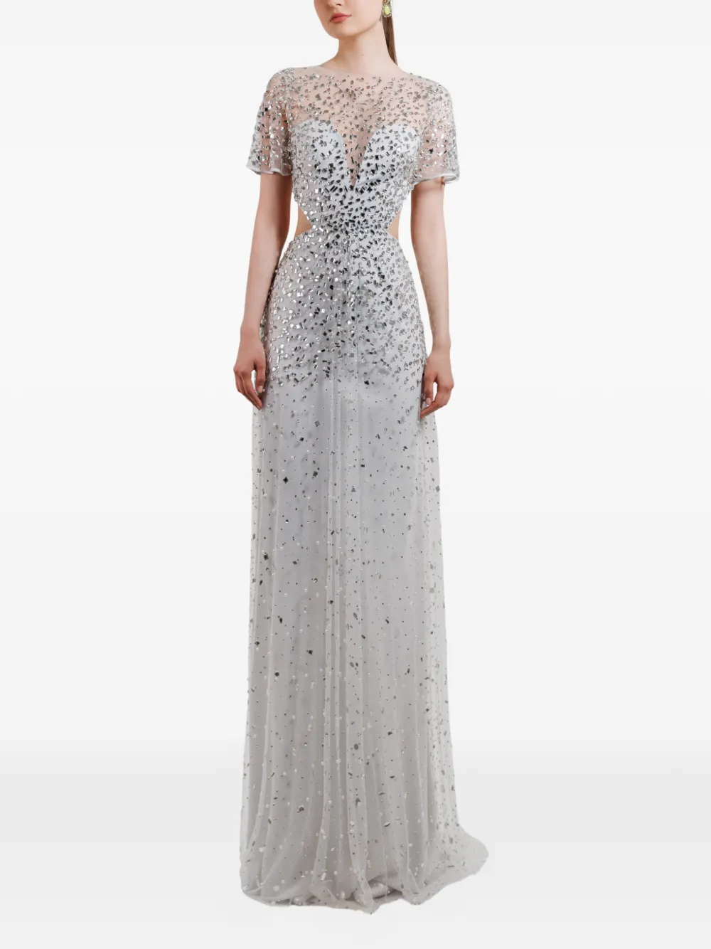 Gemy Maalouf Abito lungo con perline - Bianco