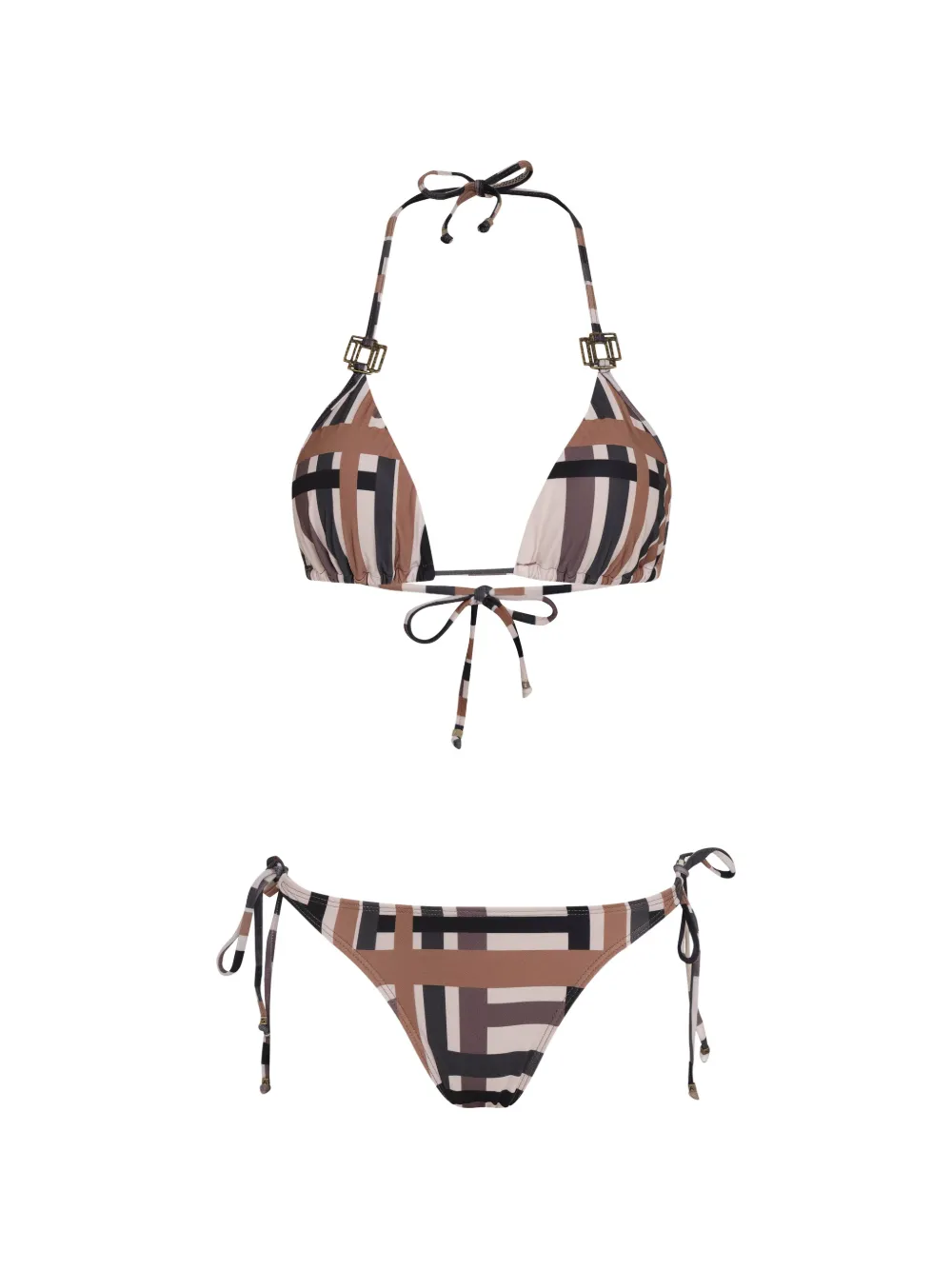 Amir Slama plaid-pattern tie bikini set - Nude