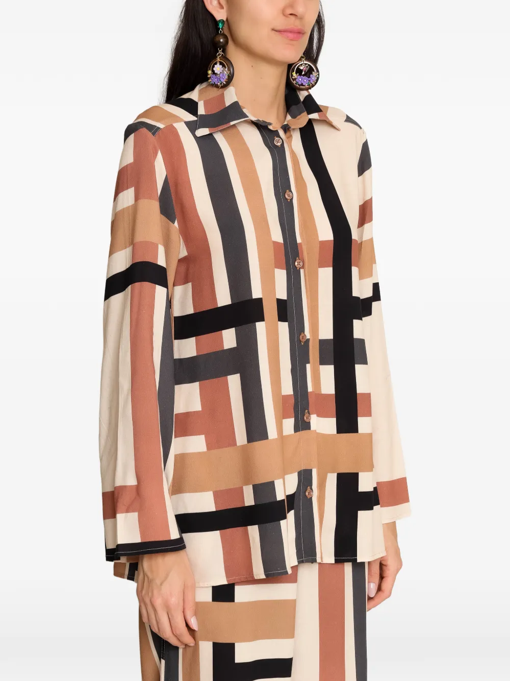  Amir Slama Geometric-print Shirt - Neutrals 