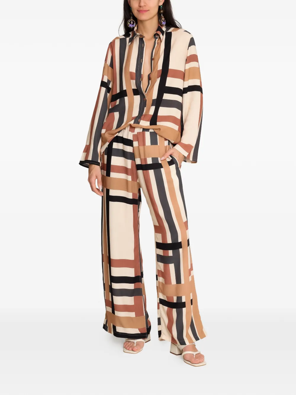  Amir Slama Geometric-print Shirt - Neutrals 