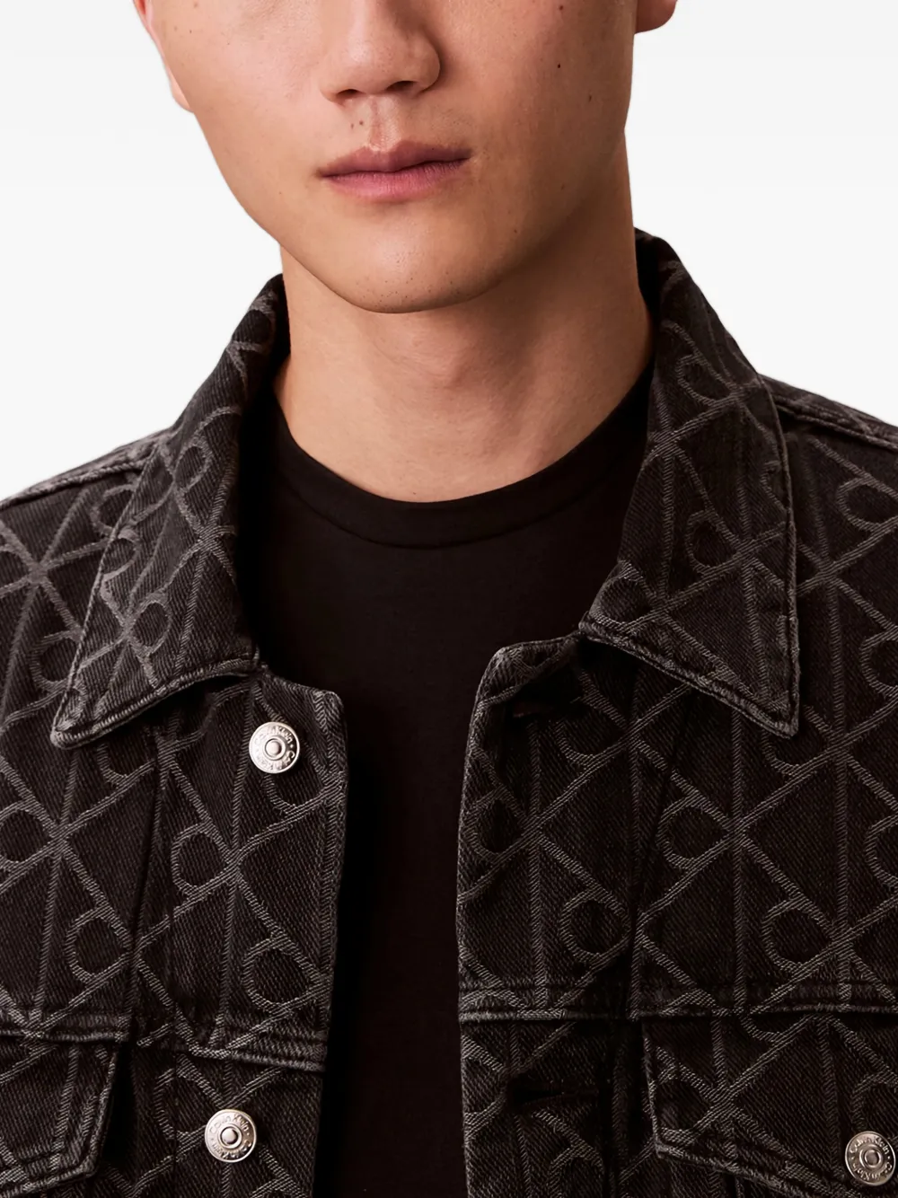  Calvin Klein Jacquard Denim Jacket - Black 