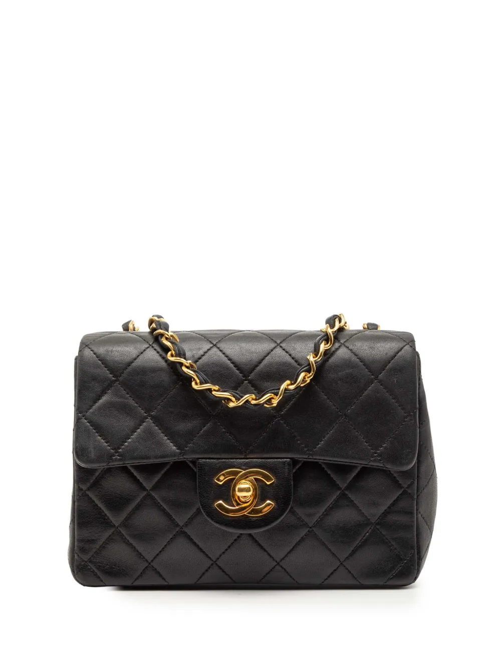 CHANEL Pre-Owned 1989-1991 Mini Square Classic Lambskin Single Flap crossbody bag - Nero