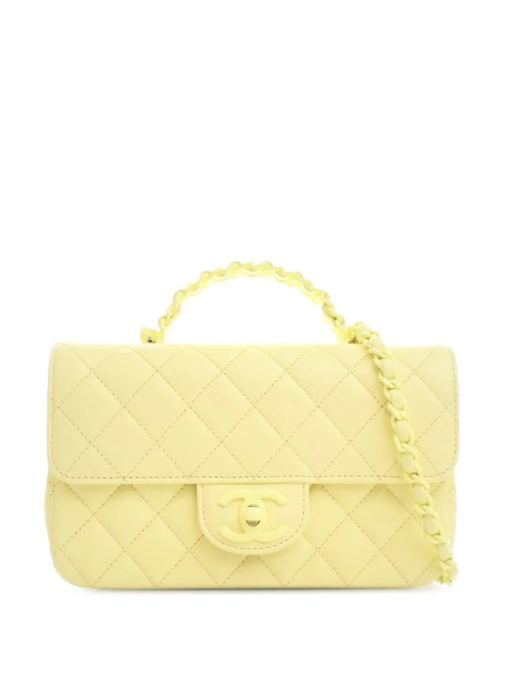 CHANEL Pre-Owned 2021-2025 Mini Rectangular Quilted Lambskin Incognito Top Handle Flap satchel - Giallo