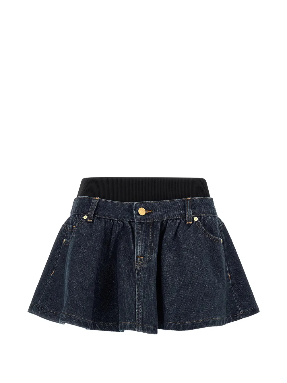 7 For All Mankind banded contrast-stitching mini denim skirt - Blu