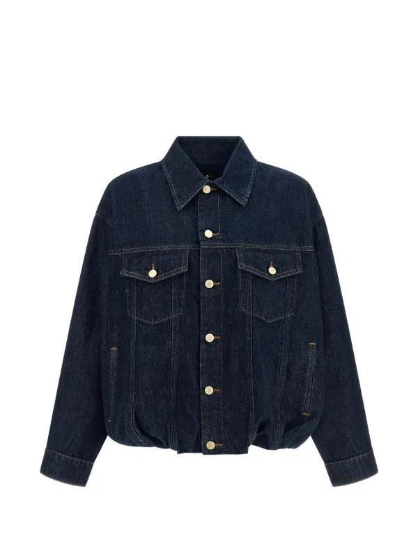 7 For All Mankind ギャザーディテール デニムジャケット | ブルー 