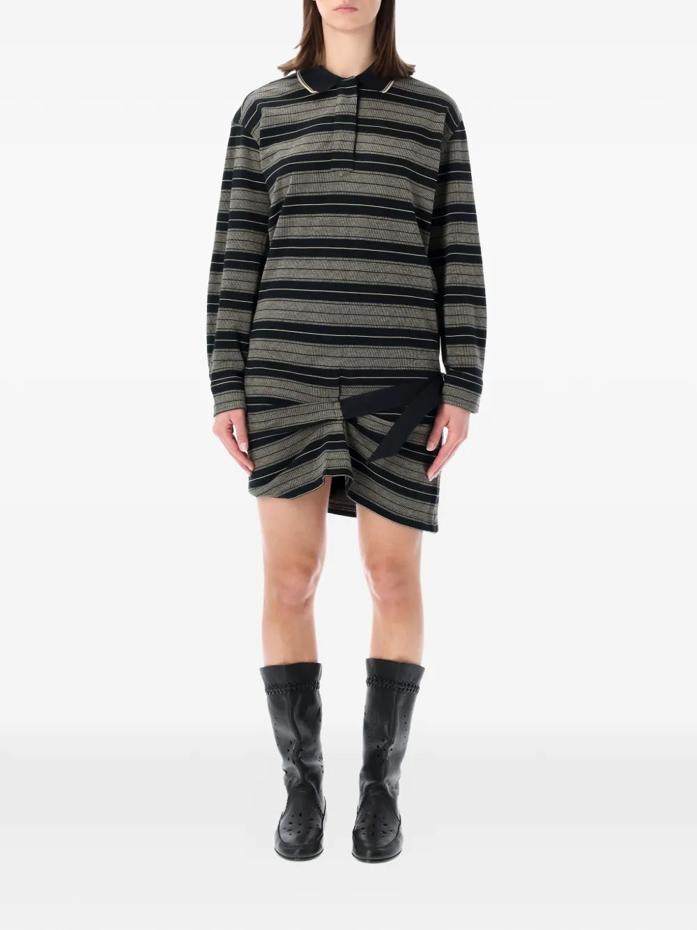 MARANT ÉTOILE striped-pattern mini polo dress - Grigio