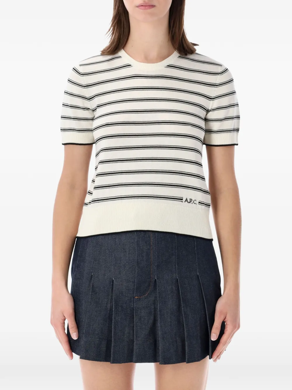 A.P.C. striped-pattern short-sleeve T-shirt - Toni neutri