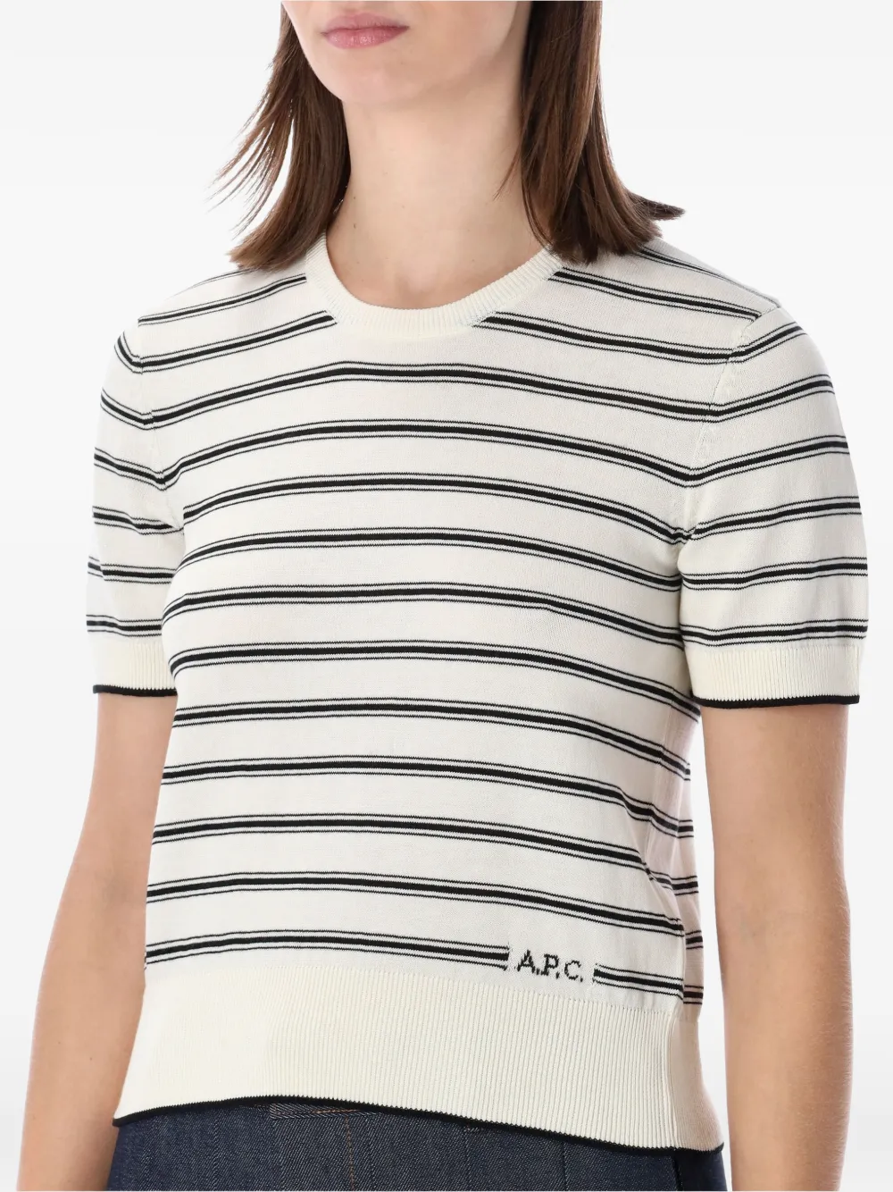 Striped-Pattern Short-Sleeve T-Shirt