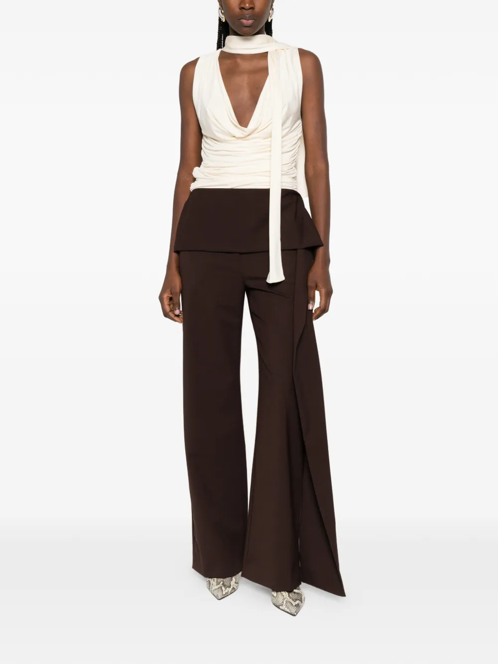  Thelatest Drape Trousers - Brown 