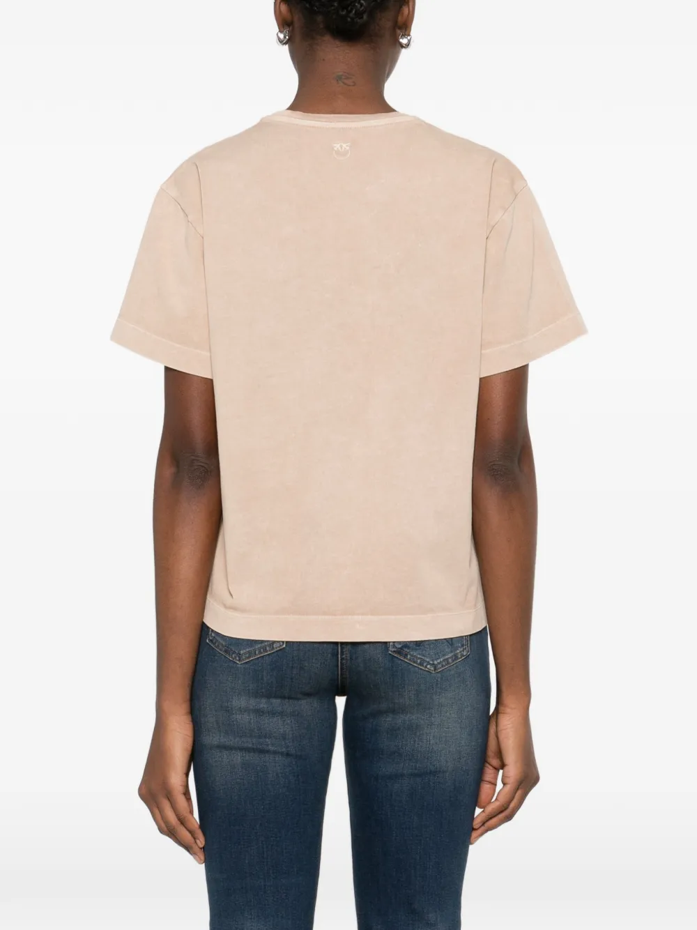 PINKO T-shirt met gerafeld borduurwerk Beige