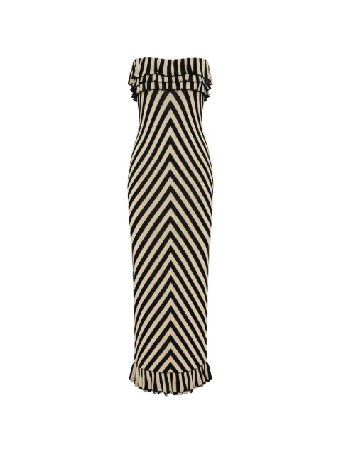 Posse ruffled-detail striped-pattern strapless maxi dress