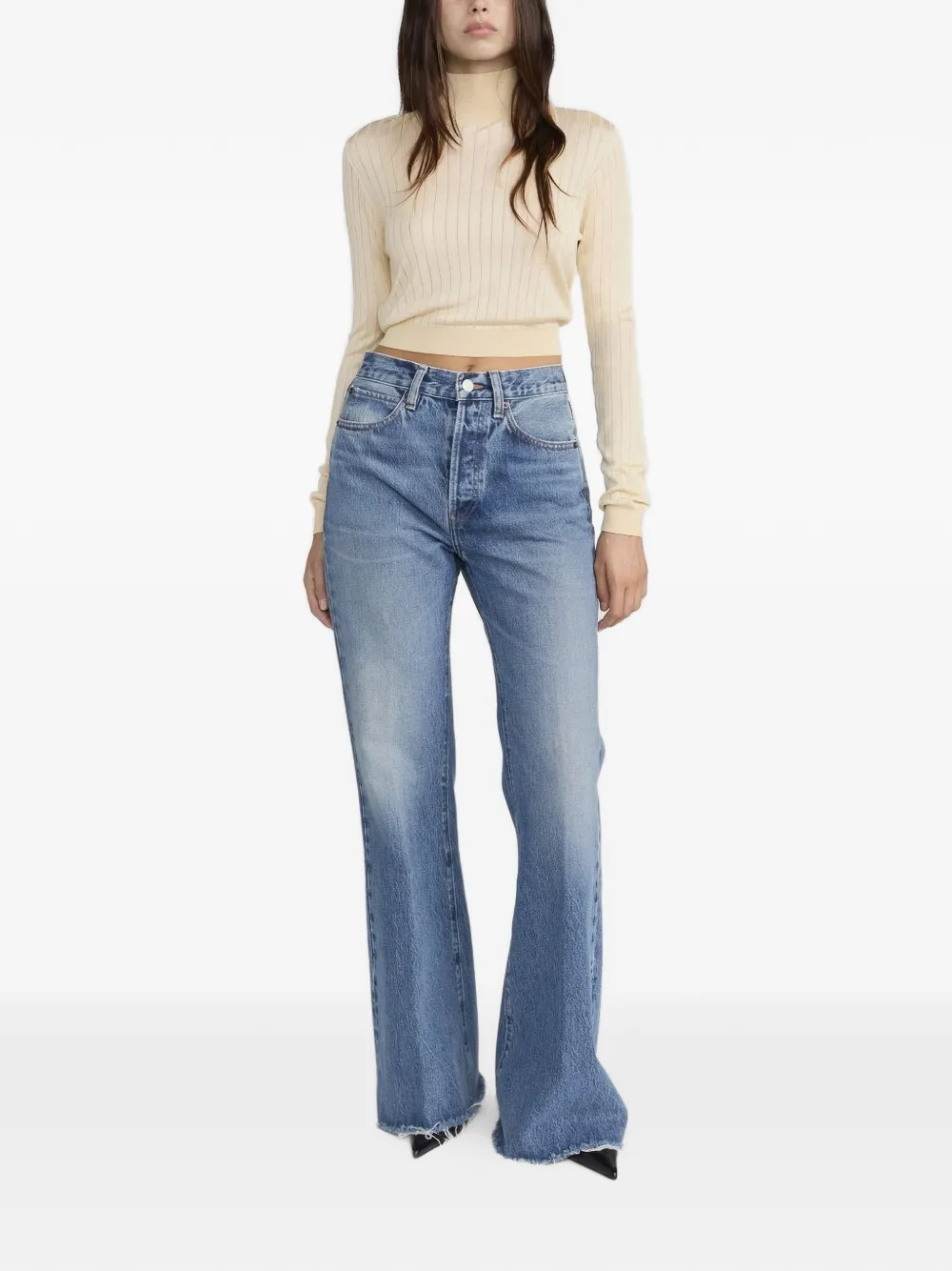  Frame Frayed Denim Jeans - Blue 